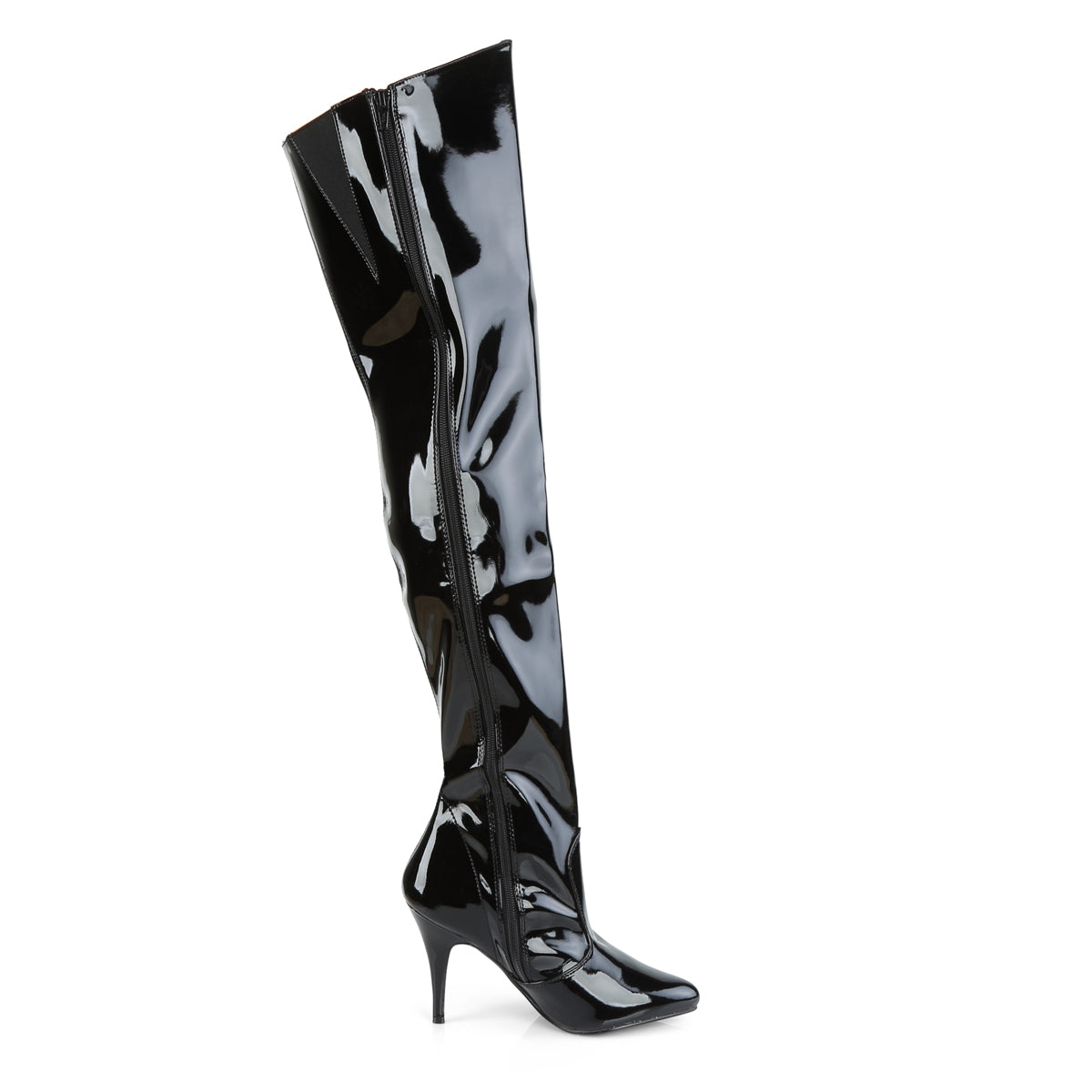 VANITY-3010 Pleaser Black 4 Inch Fetish Thigh High Boots