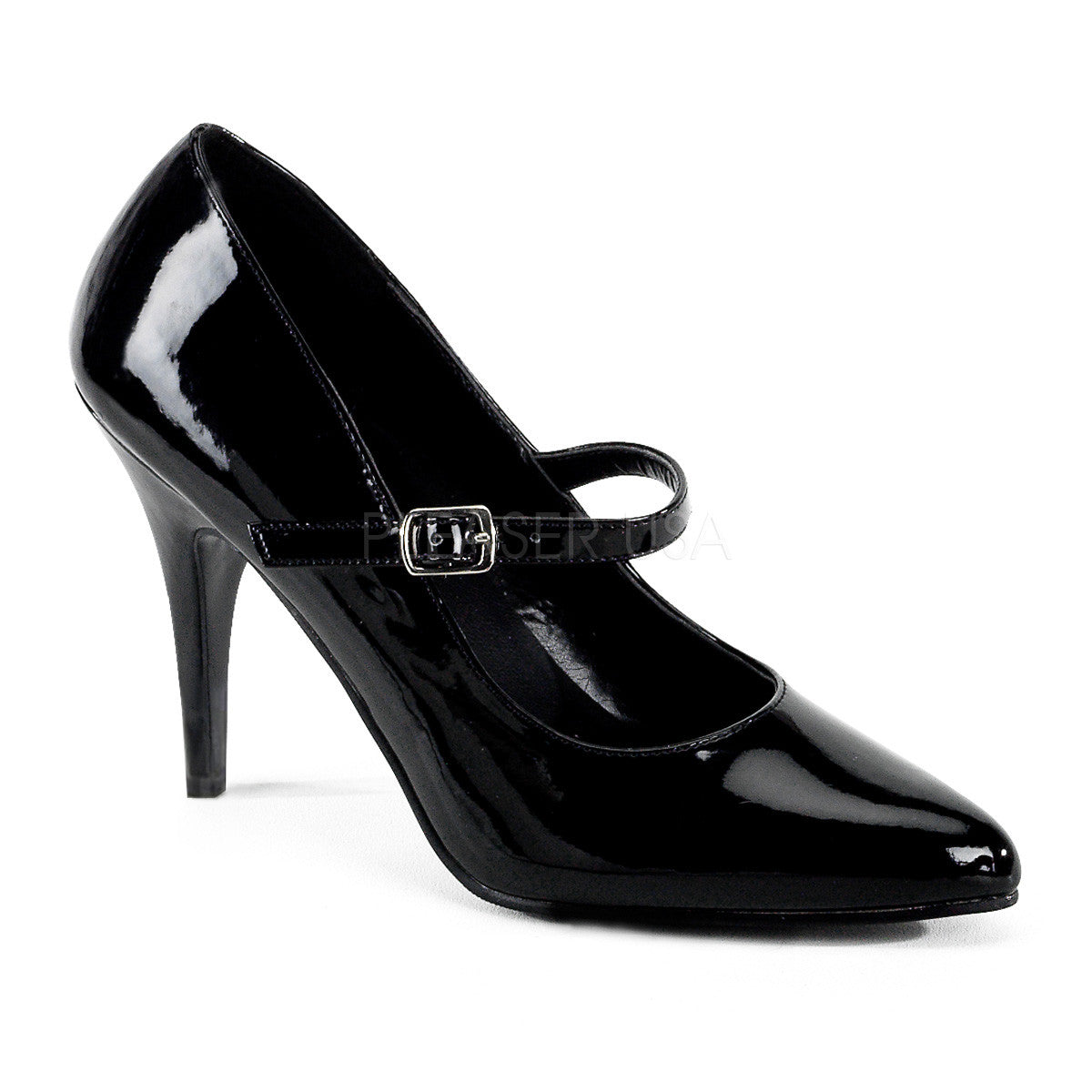 VAN440/BLK Black Patent Bedroom Heels with Buckles Black Patent