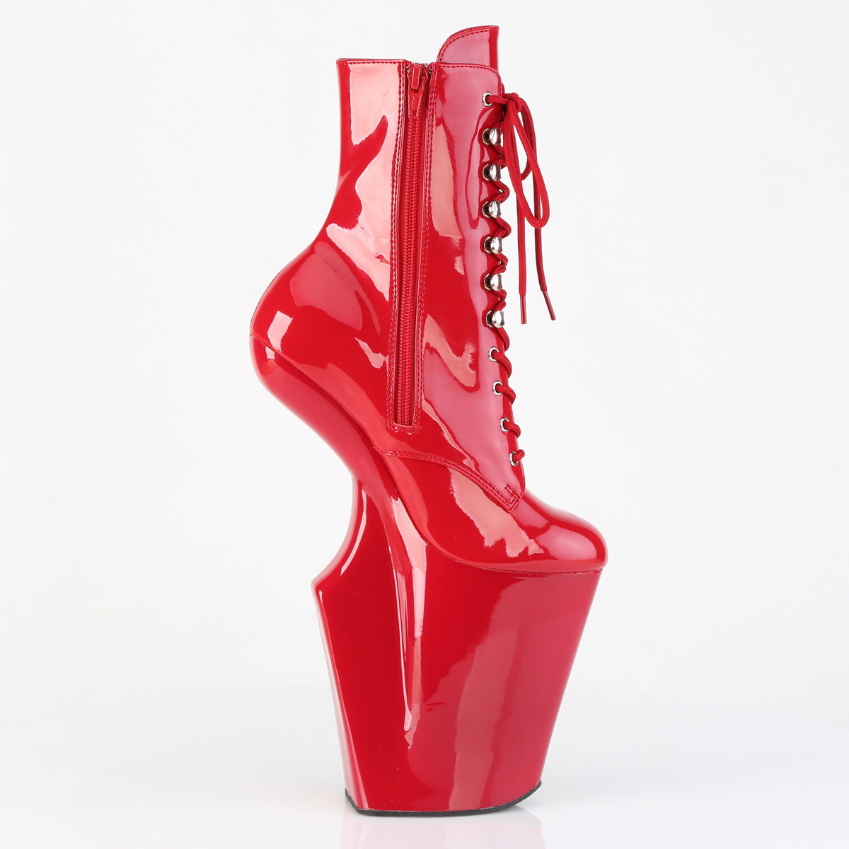 WORSHIP-1020 Pleaser Red 10 Inch Pole Dancer Ankle Boots