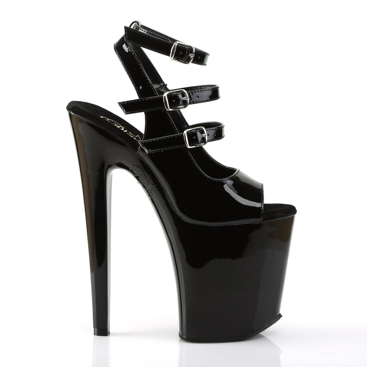 XTREME-873 8" Heel Black Patent Pole Dancing Platforms Shoes-Pleaser- Sexy Shoes Fetish Heels