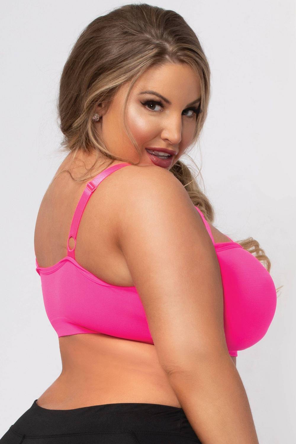STM30134X Seven Til Midnight Seamless sports bra with bondage details Hot Pink