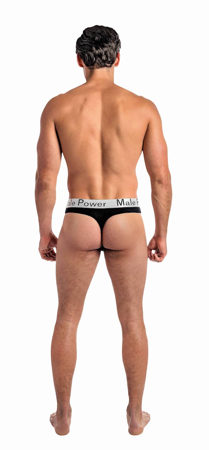 MP438227 Malepower Lo Rise Thong - Black