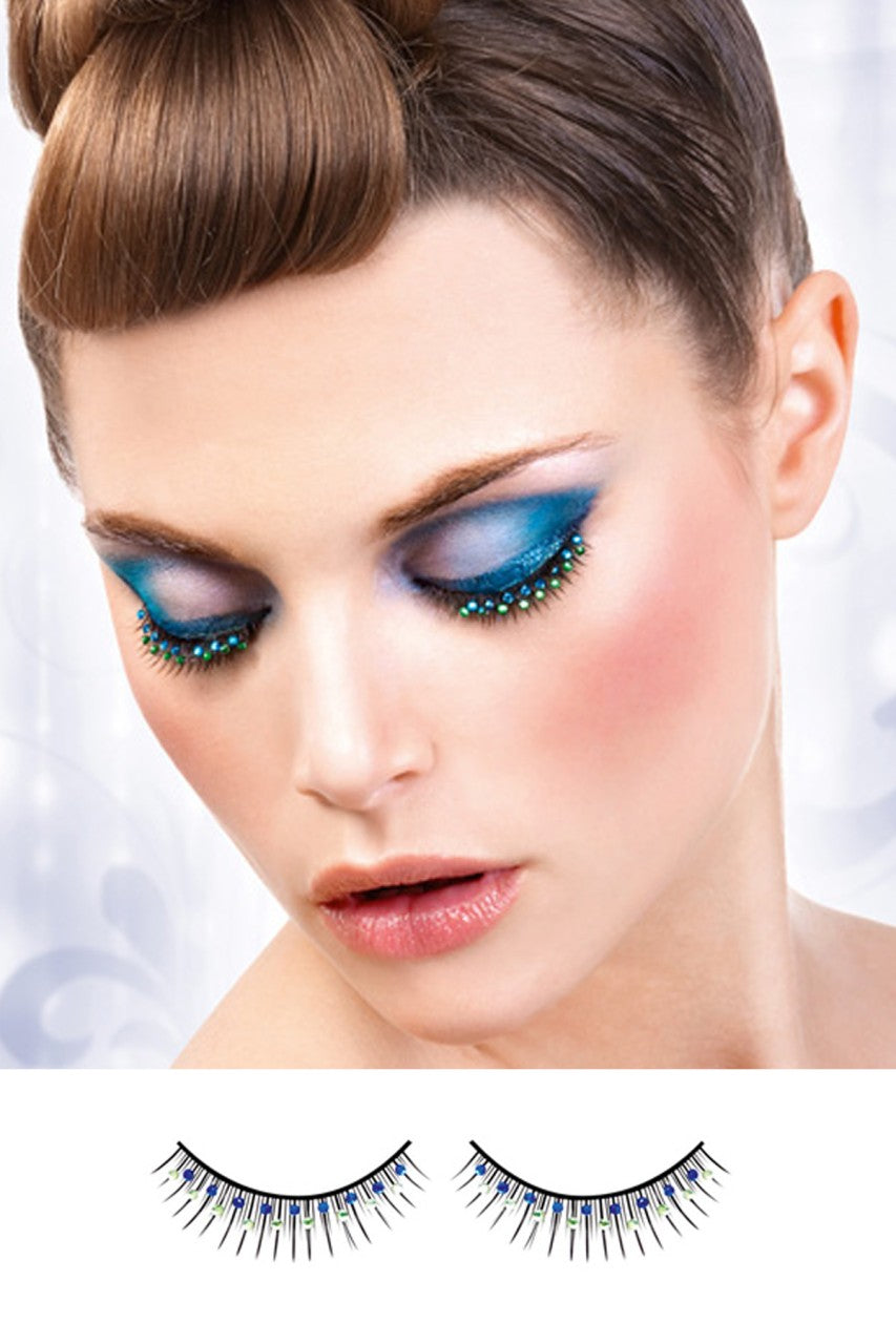 Black-Blue-Green-Rhinestone-Eyelashes-BE508