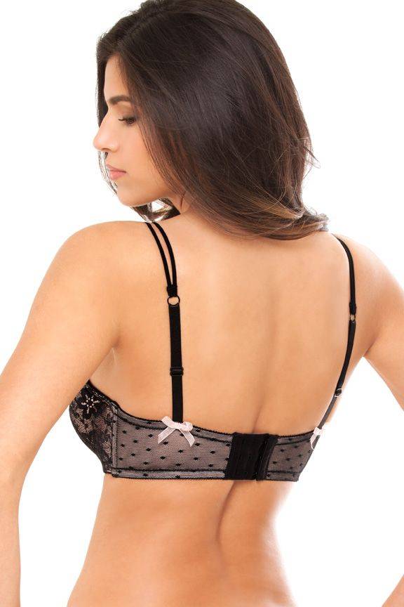 B2006 Rene Exotic Lingerie Bombshell Love Affair Lace Demicup Bra - Black