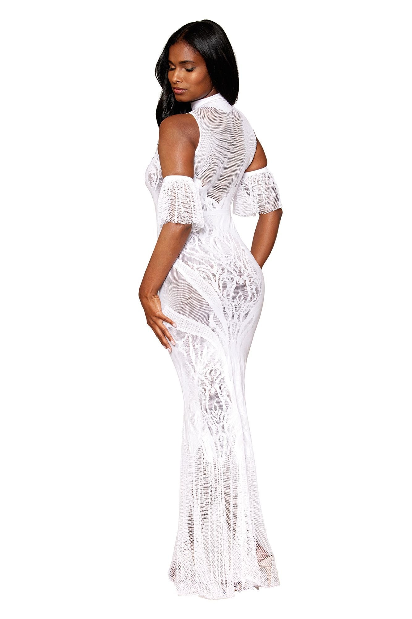 DG0490 Sexy Seamless Geometric Fence Net Design Bodystocking Gown