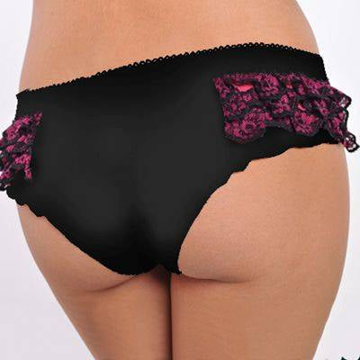 STM9177 Seven Til Midnight Mesh Boyshort With Floral Ruffles Black