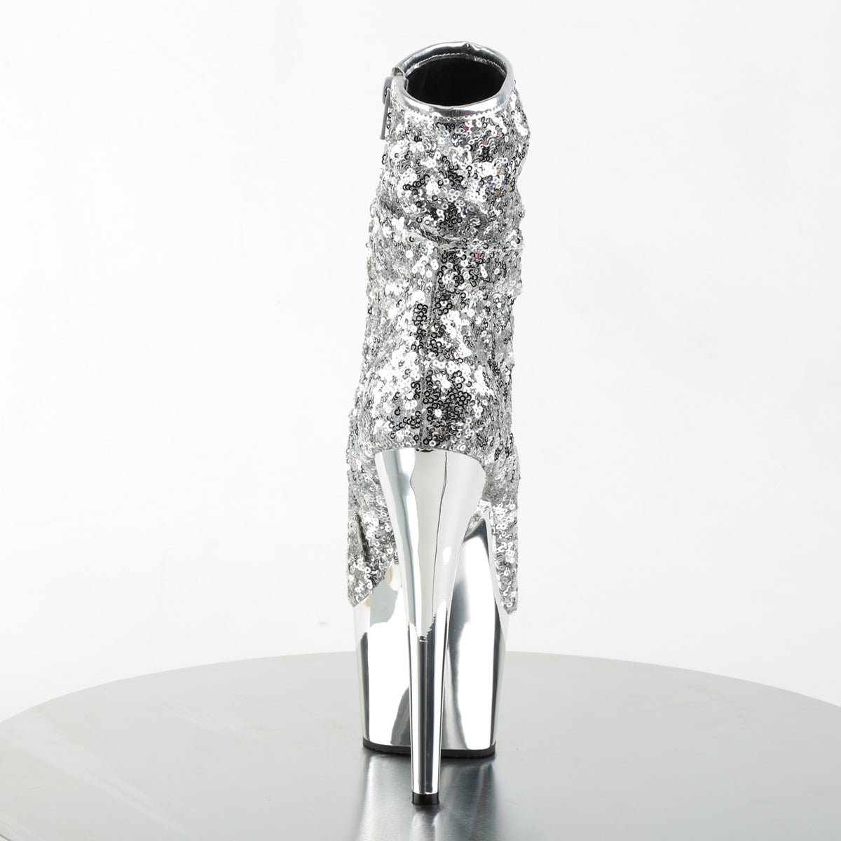 ADORE-1008SQ Pleaser Silver Sequins/Silver Chrome Platform Shoes [Sexy Footwear]