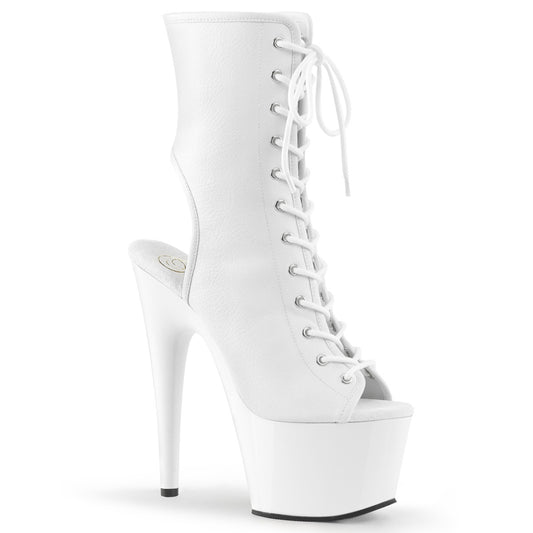ADORE-1016 Strippers Heels Pleaser Platforms (Exotic Dancing) Wht Faux Leather/Wht