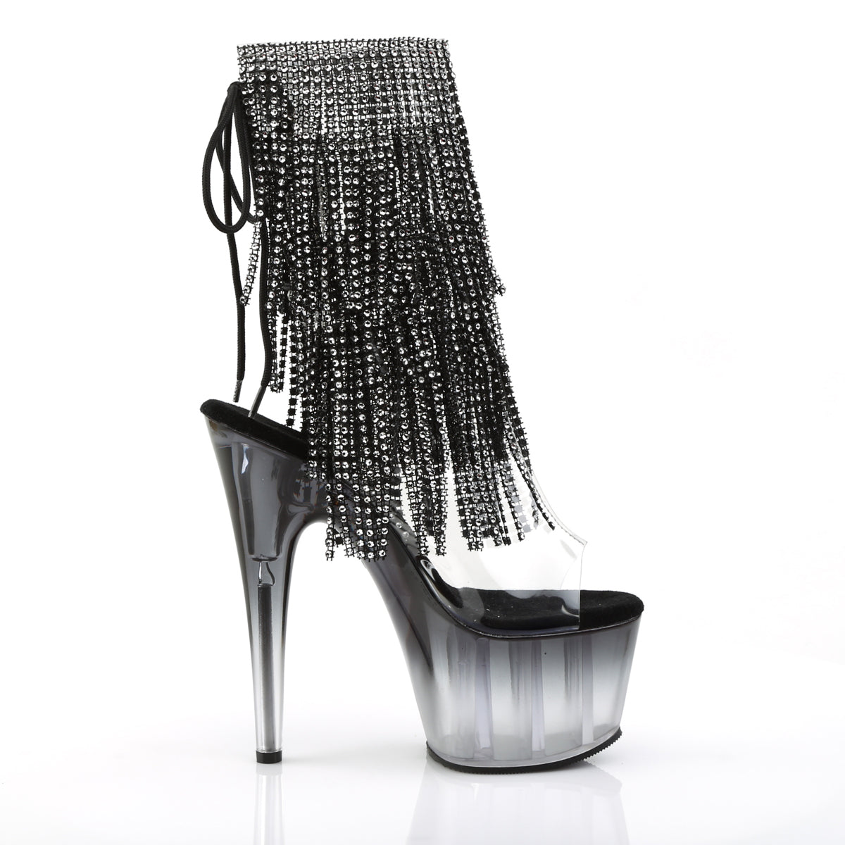 adore 1017rsft Strippers heels Pleaser platforms Kinky Boots Clear Black Black