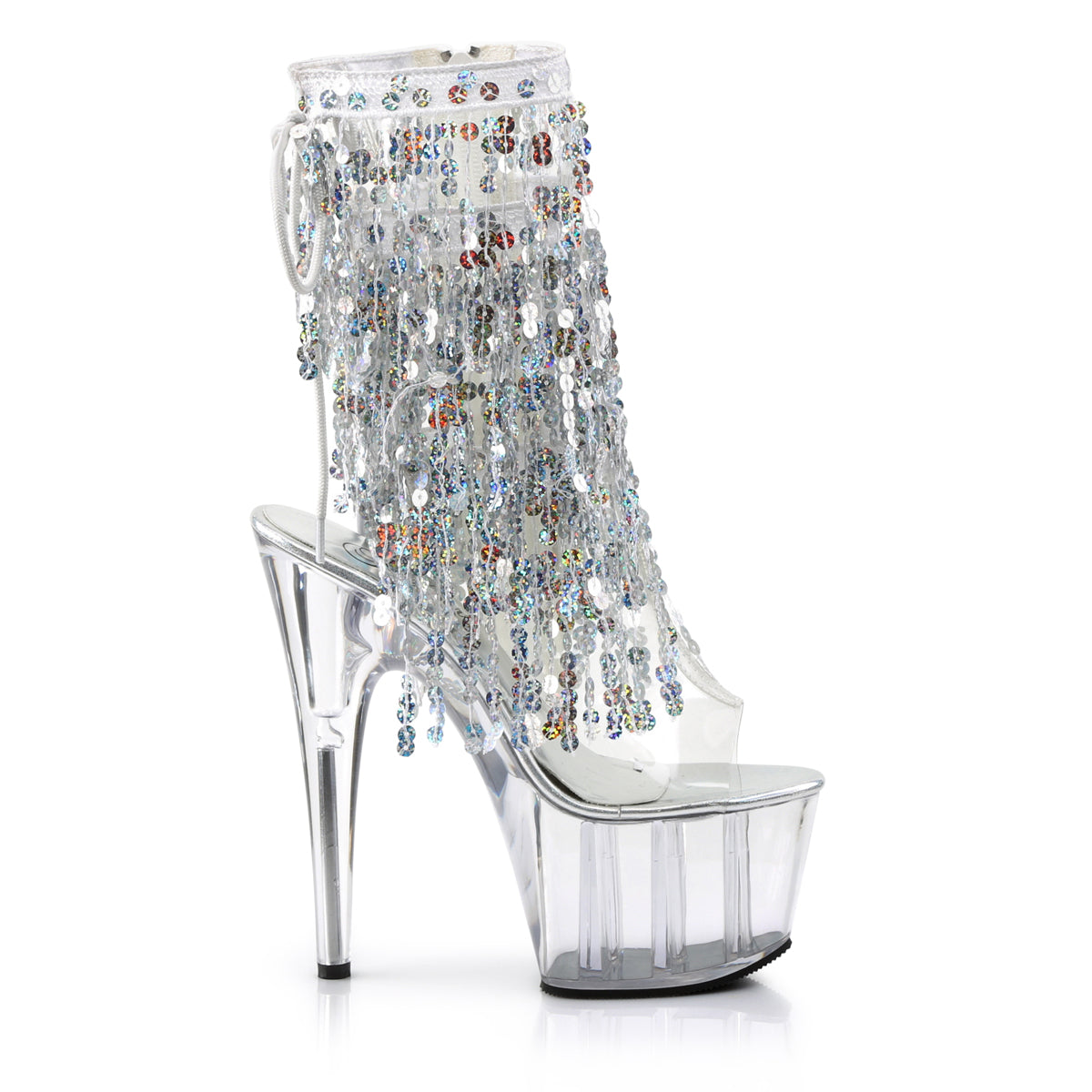 ADORE-1017SQF Pleaser Clear-Silver Holo/Clear Platform Shoes [Sexy Footwear]