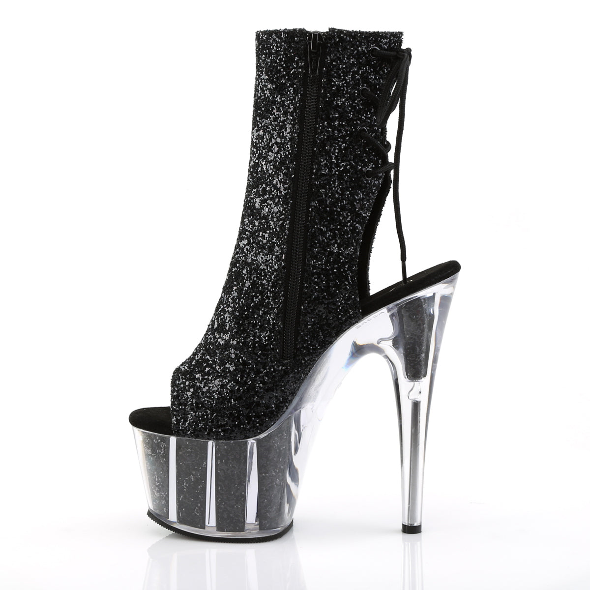 ADORE-1018G Pleaser Black Glitter/Black Glitter Platform Shoes [Sexy Footwear]