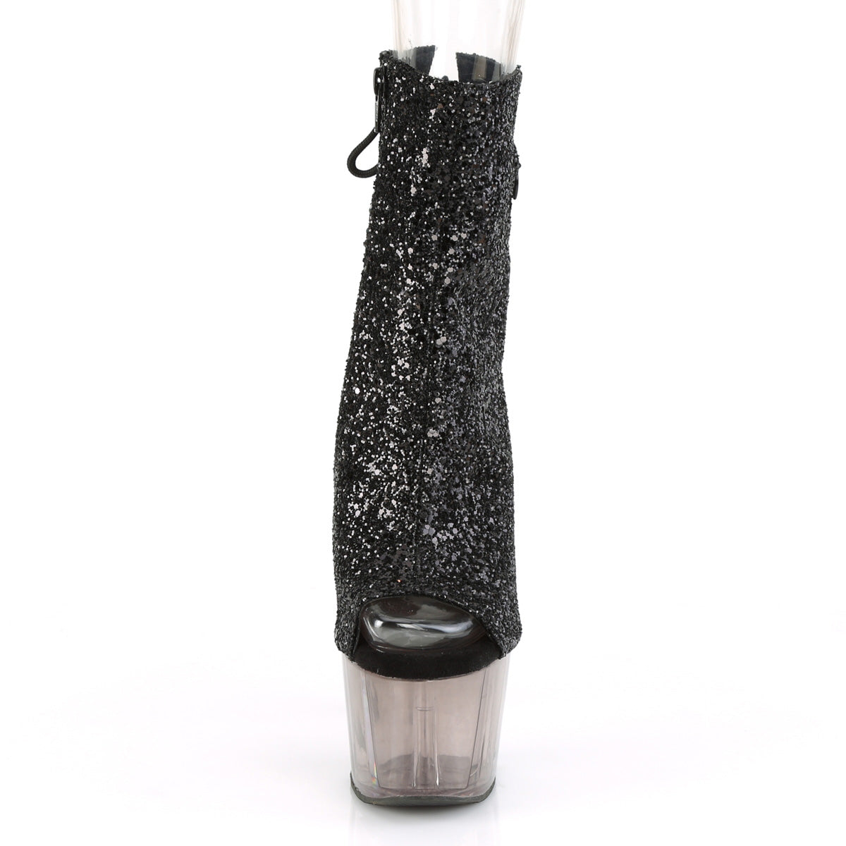 ADORE-1018GT Pleaser Black Glitter/Smoke Tinted Platform Shoes [Sexy Footwear]