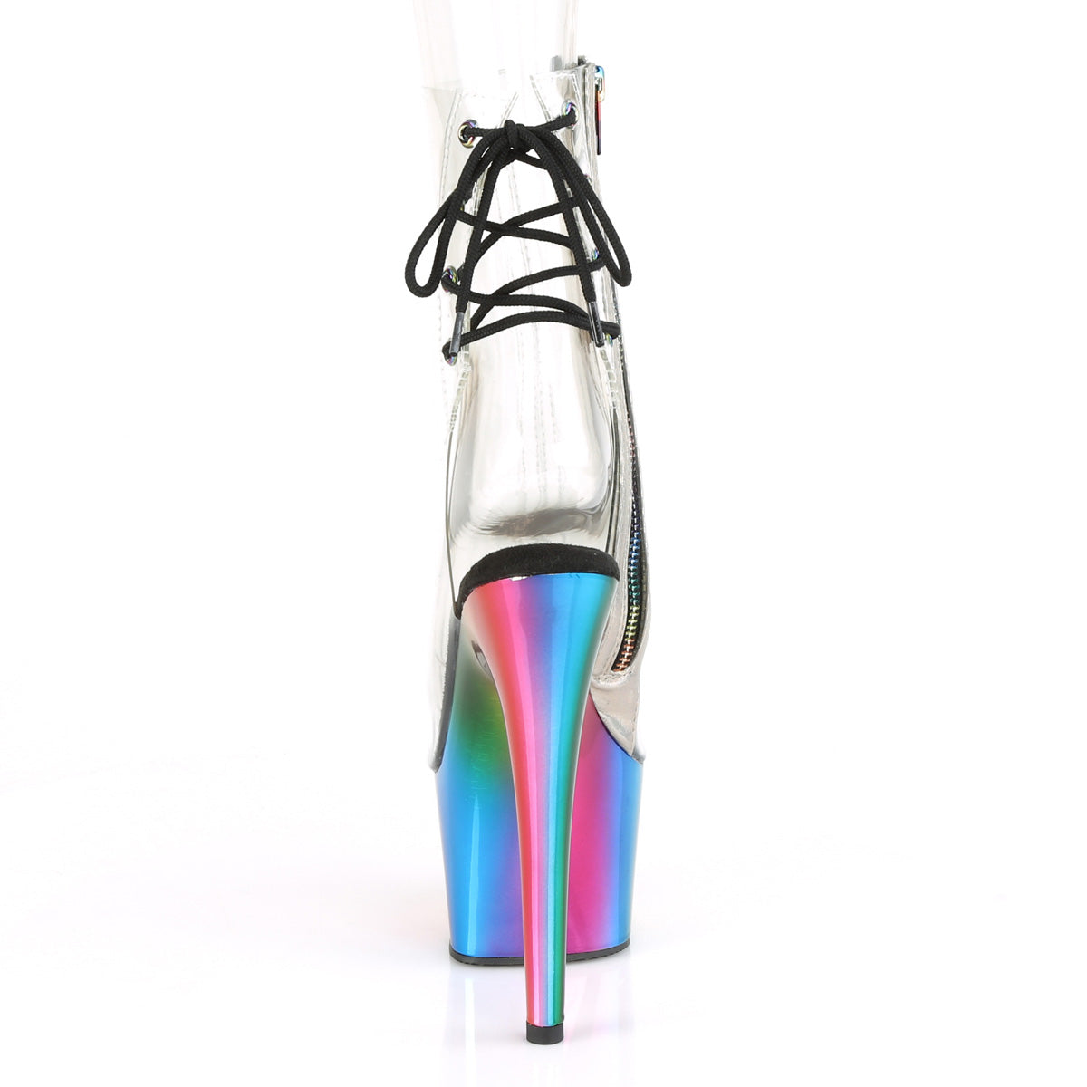 ADORE-1018RC Pleaser Clear/Rainbow Chrome Platform Shoes [Sexy Ankle Boots]