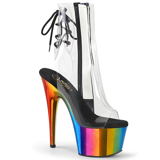 ADORE-1018RC Strippers Heels Pleaser Platforms (Exotic Dancing) Clr/Rainbow Chrome