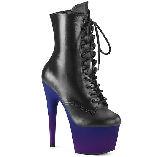 ADORE-1020BP Strippers Heels Pleaser Platforms (Exotic Dancing) Blk Faux Leather/Blue-Purple Ombre
