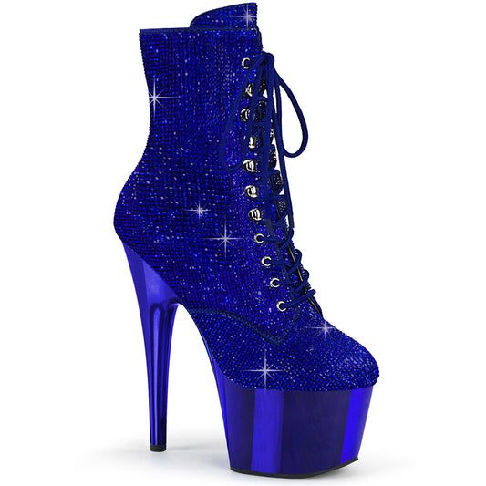 ADORE-1020CHRS Strippers Heels Pleaser Platforms (Exotic Dancing) Royal Blue RS/Royal Blue Chrome