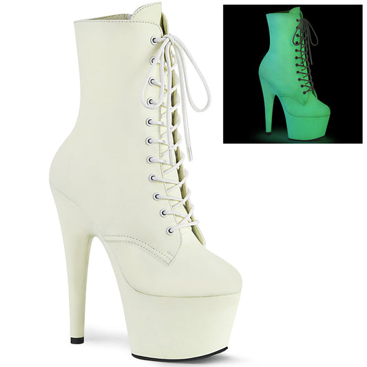 ADORE-1020GD Strippers Heels Pleaser Platforms (Exotic Dancing) White Glow F.Leather/White Glow F.Leather