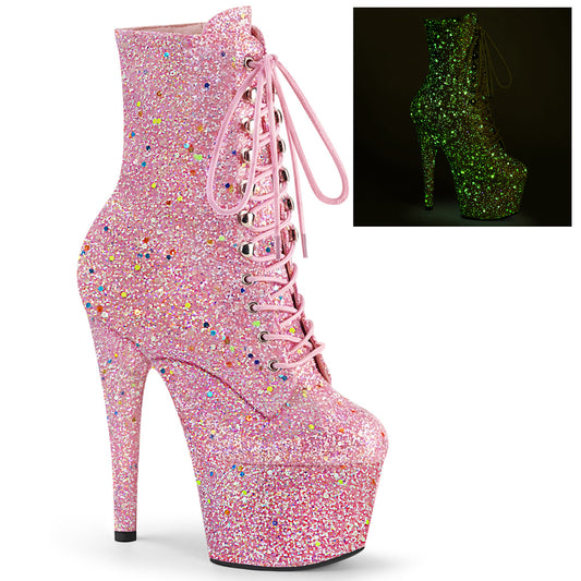 ADORE-1020GDLG Strippers Heels Pleaser Platforms (Exotic Dancing) Pink Multi Glitter/Pink Multi Glitter