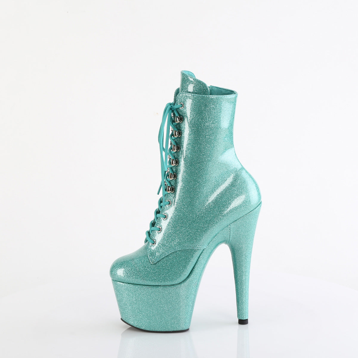 ADORE-1020GP Pleaser Aqua Glitter Patent Platform Shoes [Exotic Dance Ankle Boots]