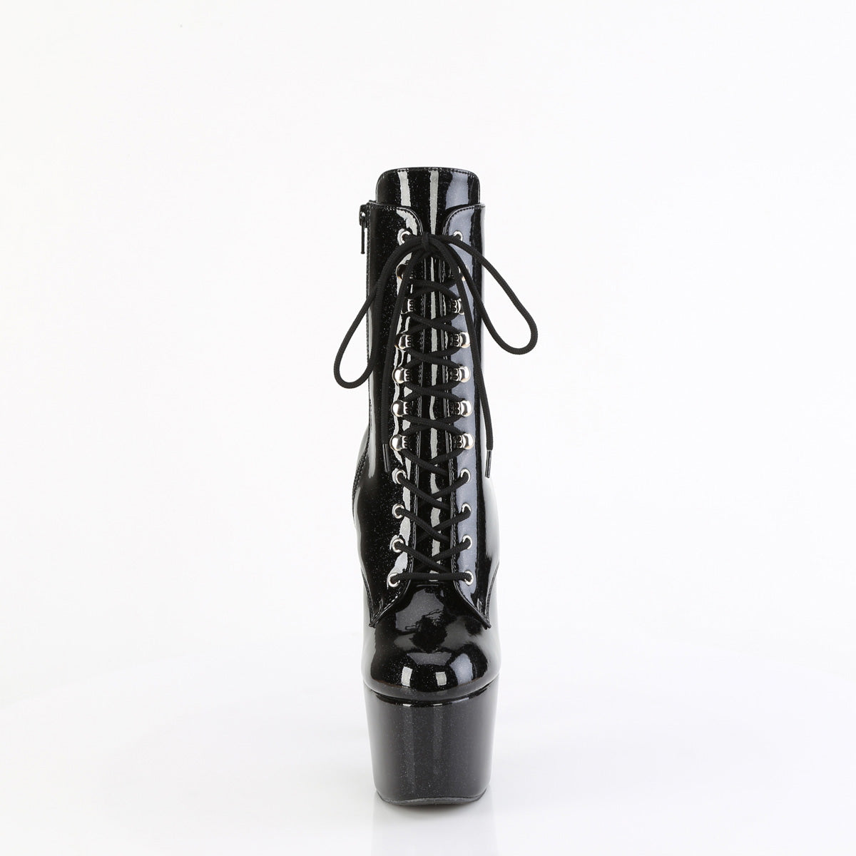 ADORE-1020GP Pleaser Black Glitter Patent Platform Shoes [Exotic Dance Ankle Boots]