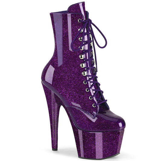 ADORE-1020GP Pleaser Purple Glitter Patent Platform Shoes [Exotic Dance Ankle Boots]