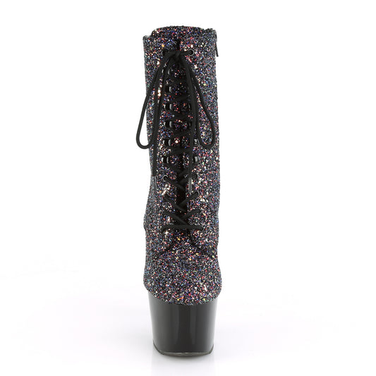 ADORE-1020LG Pleaser Purple Multi Glitter/Black Platform Shoes [Sexy Ankle Boots]