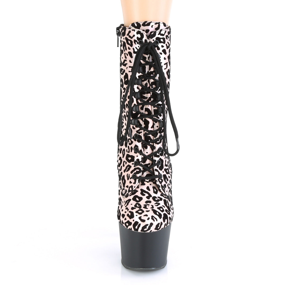 ADORE-1020LP Pleaser Lt Pink Leopard Print Holo/Black Matte Platform Shoes [Sexy Ankle Boots]