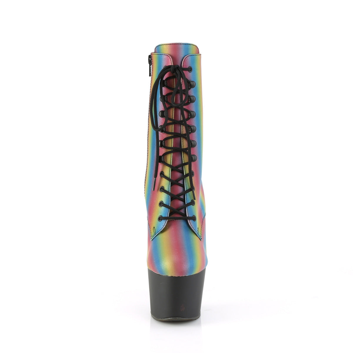 ADORE-1020REFL-02 Pleaser Rainbow Reflective/Black Matte Platform Shoes [Sexy Ankle Boots]