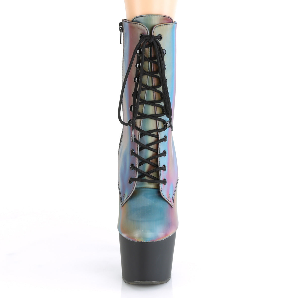 ADORE-1020REFL Pleaser Rainbow Reflective/Black Matte Platform Shoes [Sexy Ankle Boots]