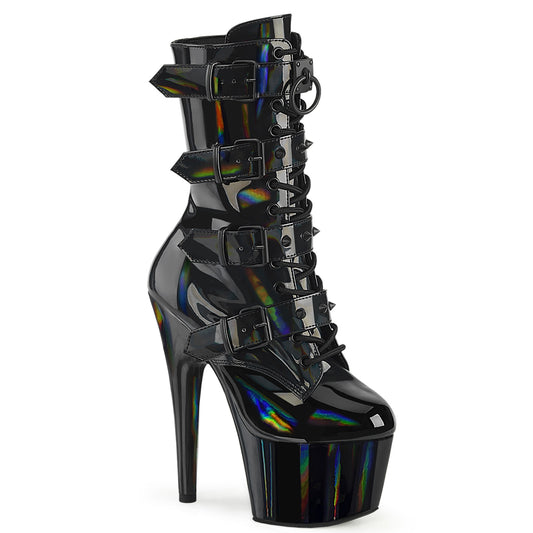 ADORE-1046 Strippers Heels Pleaser Platforms (Exotic Dancing) Blk Holo Pat/Matching