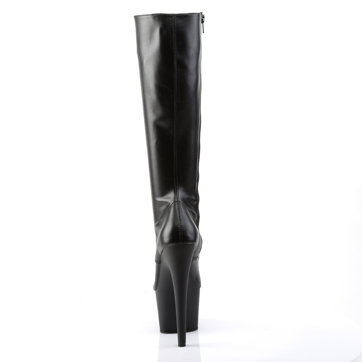 ADORE-2023 Pleaser Black Stretch Faux Leather/Black Matte Platform Shoes [Exotic Dance Knee Highs]