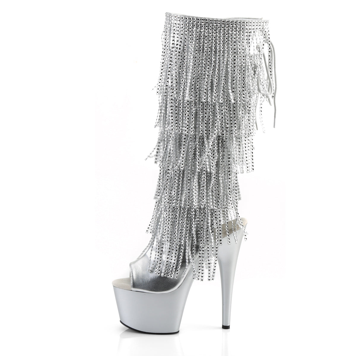 ADORE-2024RSF Pleaser Silver Metallic Pu/Silver Matte Platform Shoes [Exotic Dance Knee Highs]