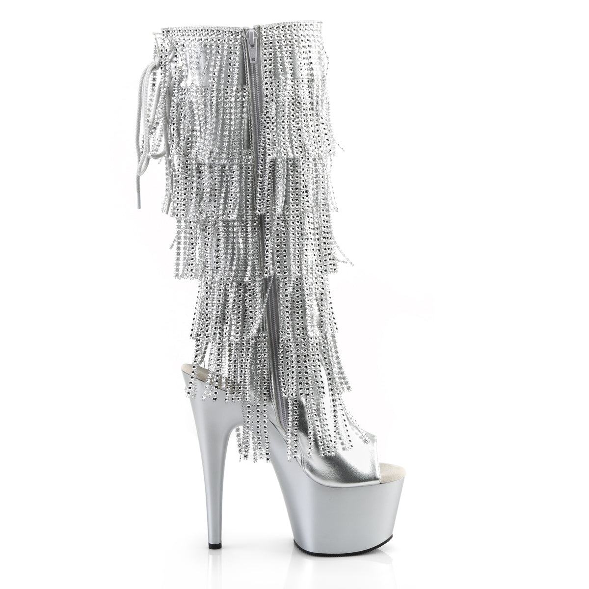 ADORE-2024RSF Pleaser Silver Metallic Pu/Silver Matte Platform Shoes [Exotic Dance Knee Highs]