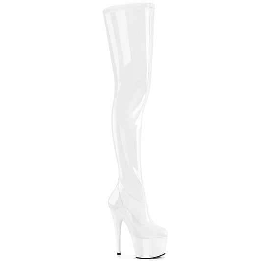 ADORE-4000 Pleaser White Stretch Patent/White Platform Shoes [Exotic Dance Shoes]