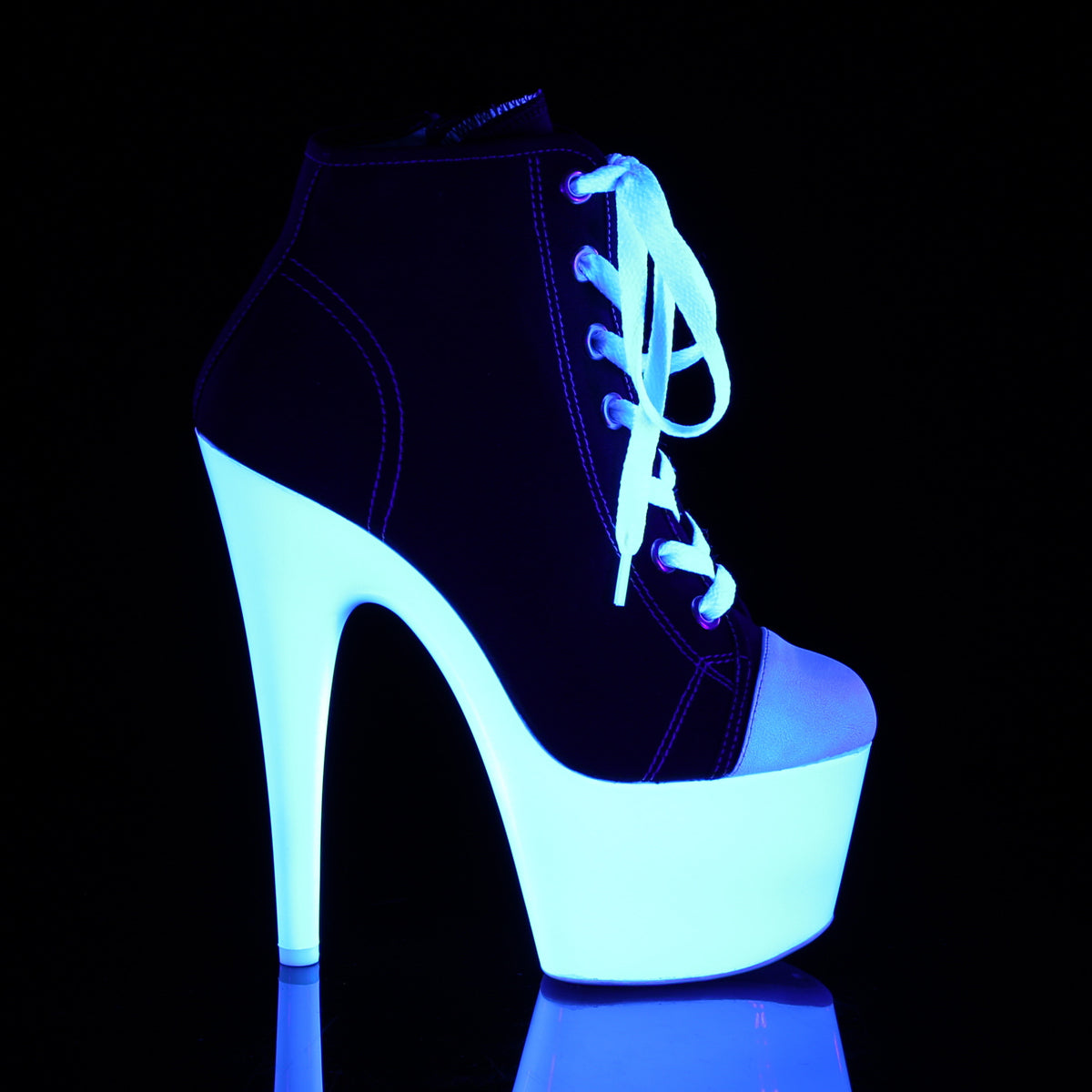 ADORE-700SK-02 Pleaser Black Canvas/Neon White Platform Shoes [Exotic Dance Shoes]