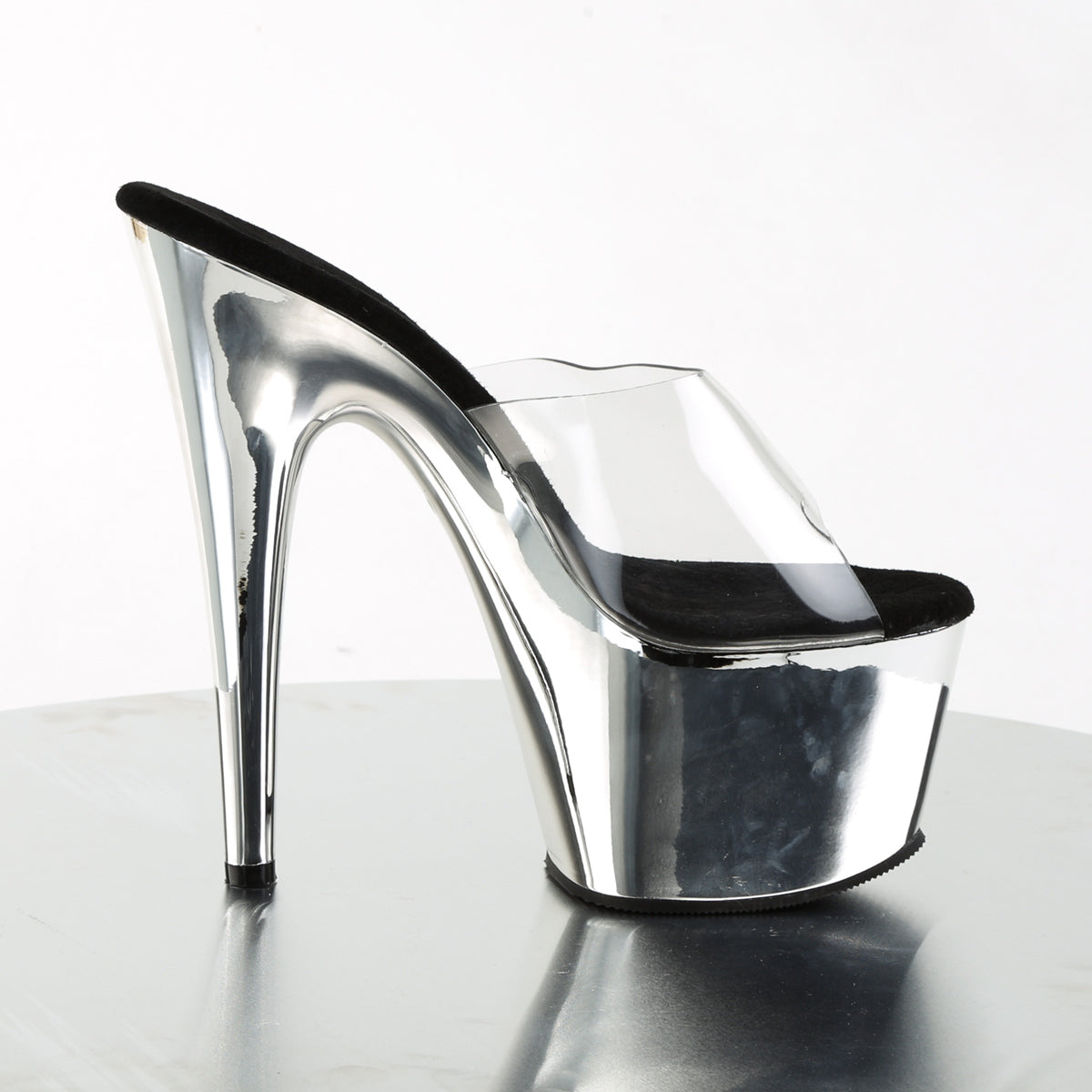 ADORE-701 Pleaser Clear/Silver Chrome Sexy Platform Shoes (Pole Dancing Heels)
