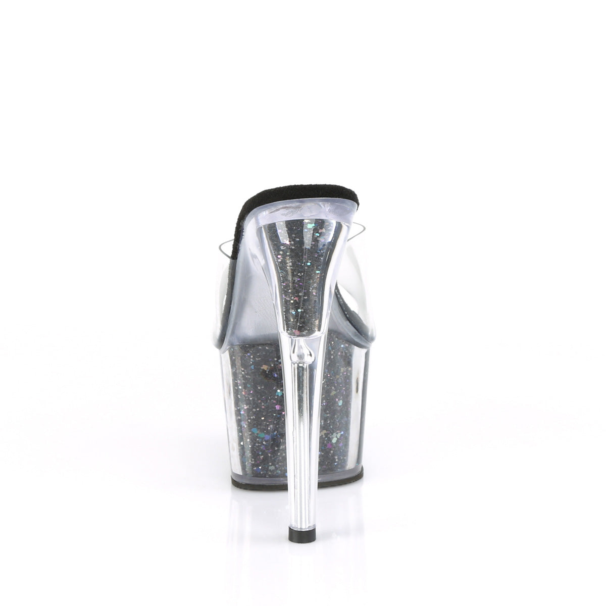 ADORE-701CG Pleaser Clear/Black Confetti Glitter Platform Shoes [Exotic Dance Shoes]
