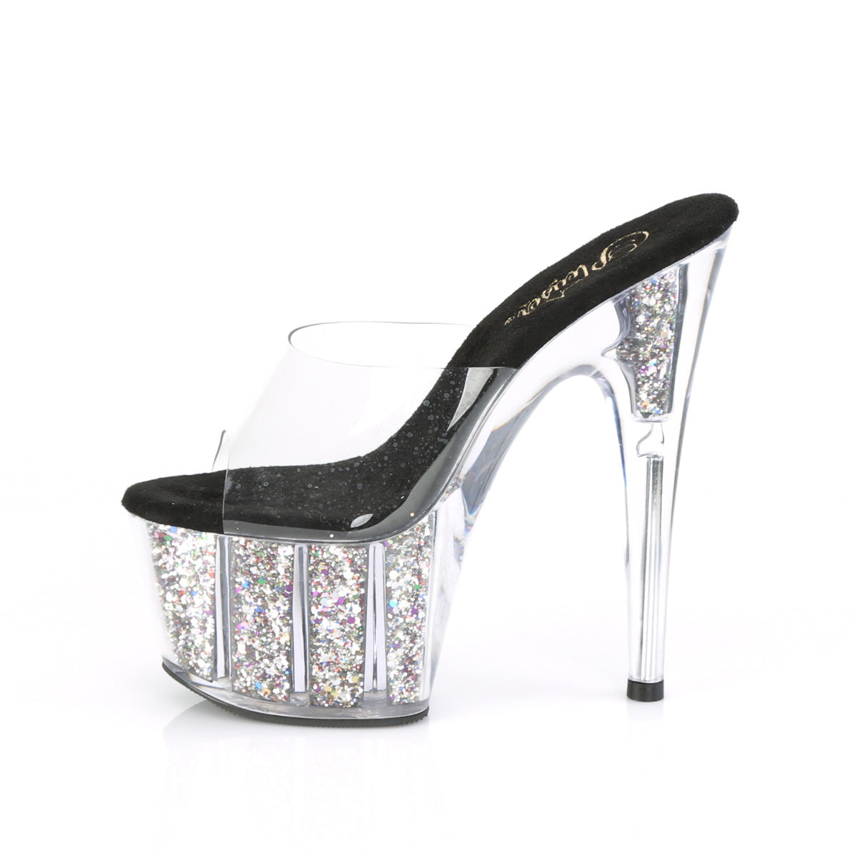 ADORE-701CG Pleaser Clear/Silver Confetti Glitter Platform Shoes [Exotic Dance Shoes]