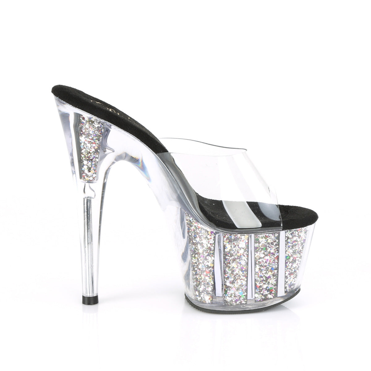 ADORE-701CG Pleaser Clear/Silver Confetti Glitter Platform Shoes [Exotic Dance Shoes]