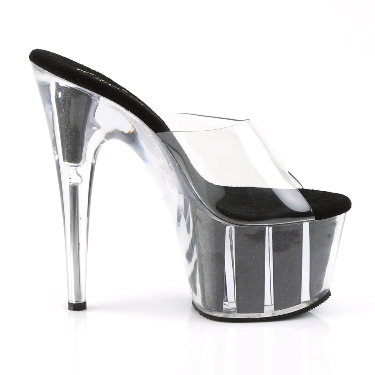 ADORE-701G Pleaser Clear/Black Gltr Platform Shoes [Exotic Dance Shoes]