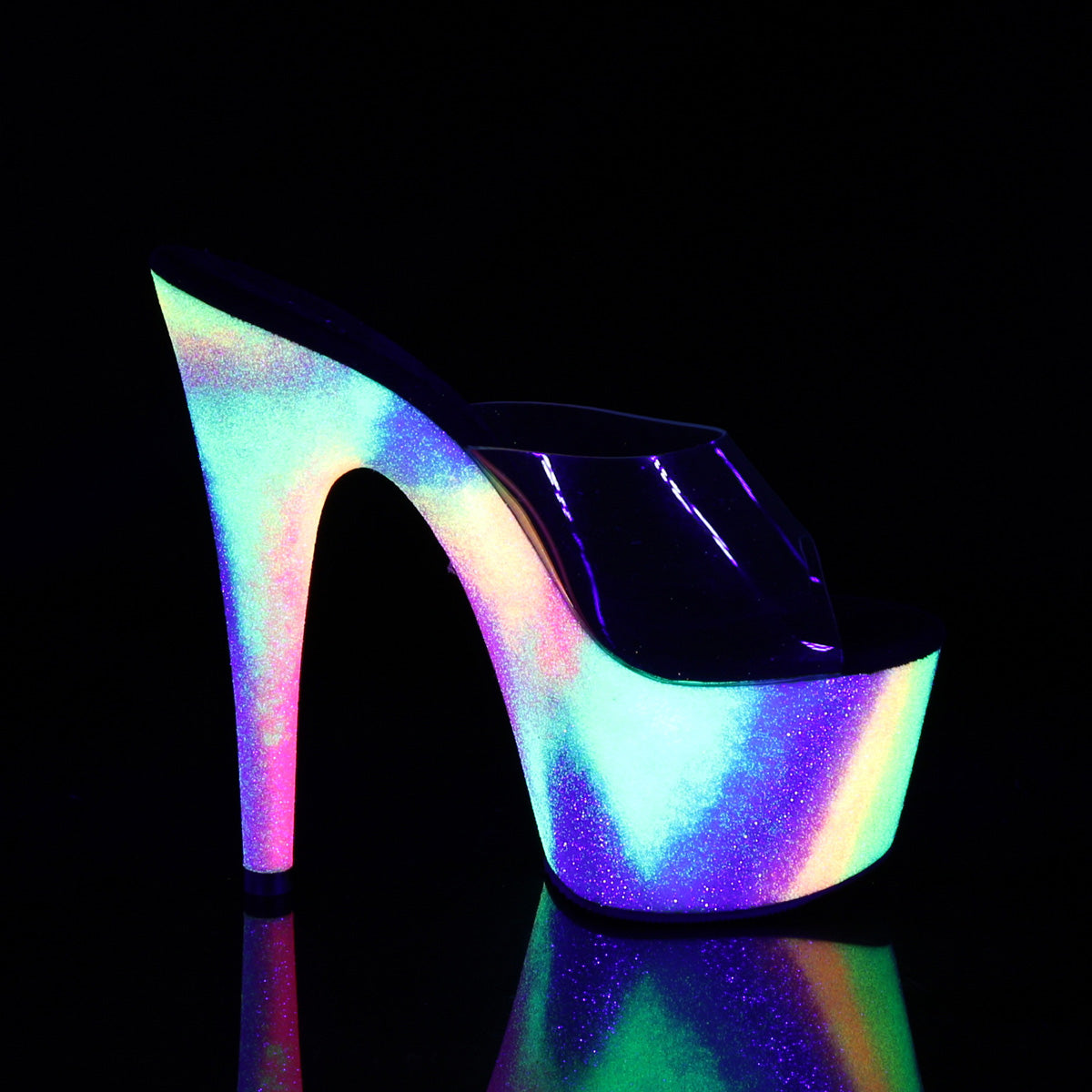 ADORE-701GXY Pleaser Clear/Neon Galaxy Mini Glitter Platform Shoes [Exotic Dance Shoes]