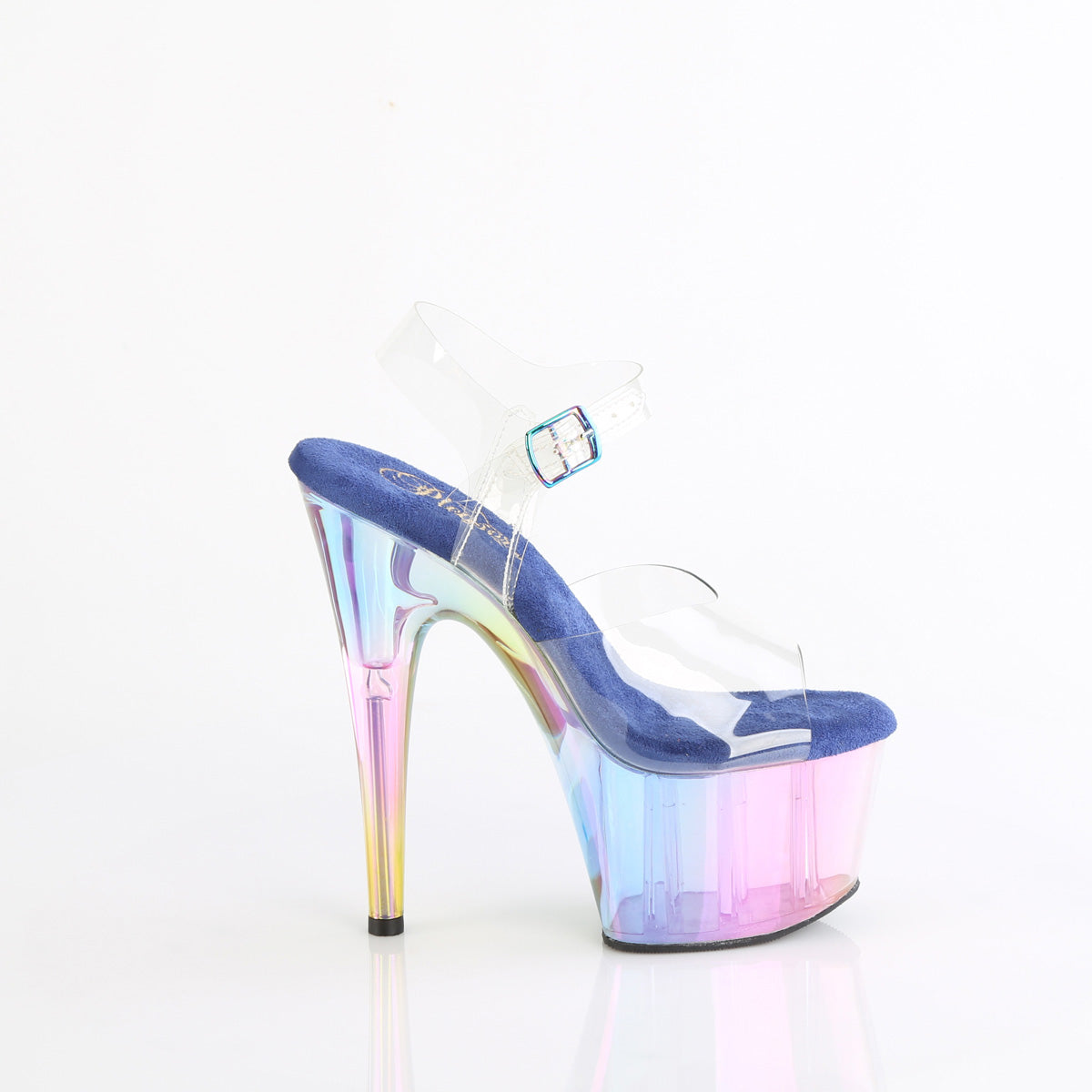 ADORE-708HT Pleaser Clear/Blue Multi Tinted Platform Shoes [Exotic Dance Shoes]