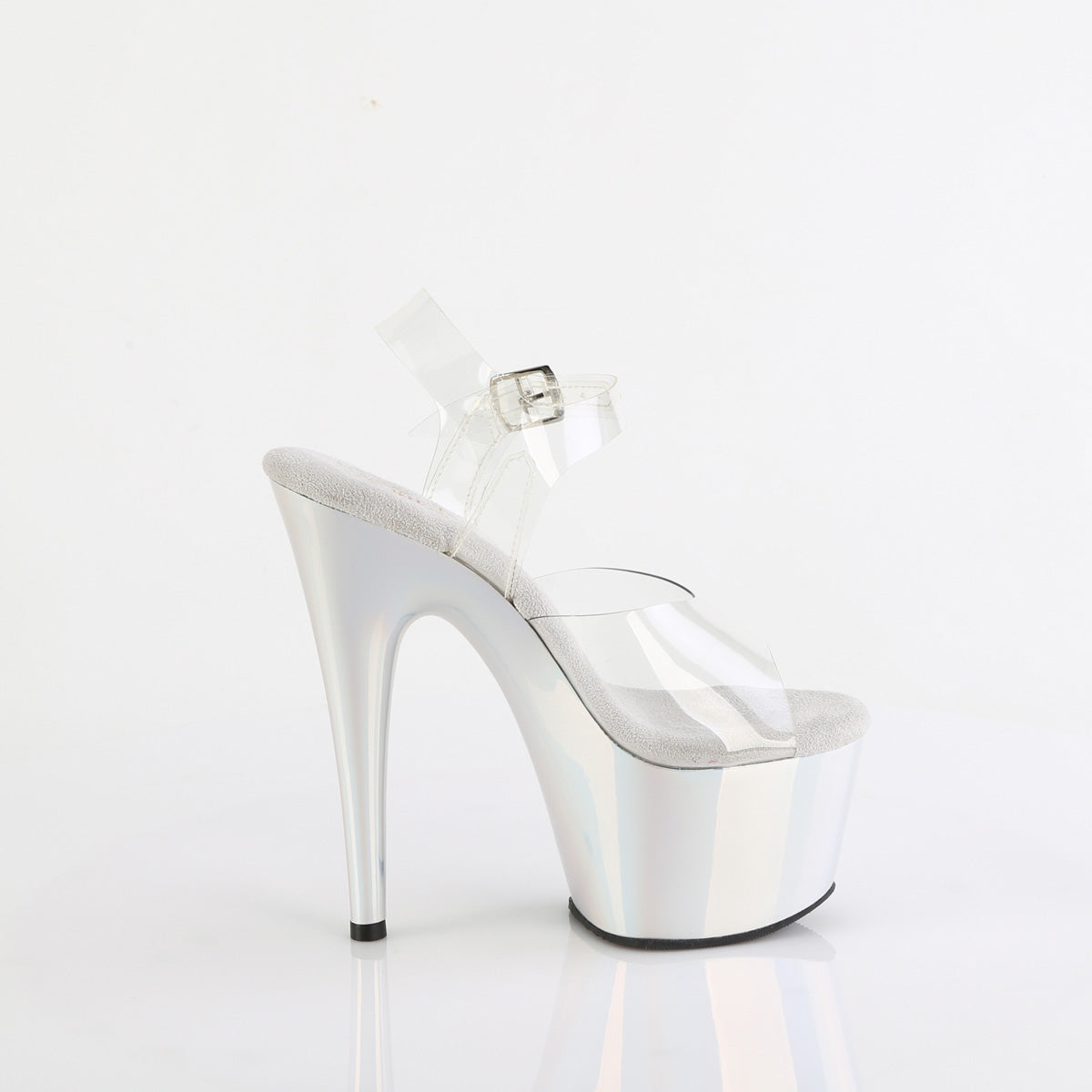 ADORE-708LQ Pleaser Clear/Liquid Silver Hologram Platform Shoes [Exotic Dance Shoes]