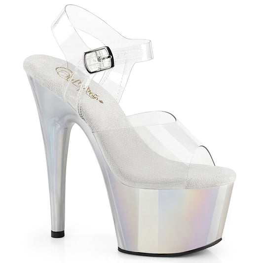 ADORE-708LQ Pleaser Clear/Liquid Silver Hologram Platform Shoes [Exotic Dance Shoes]