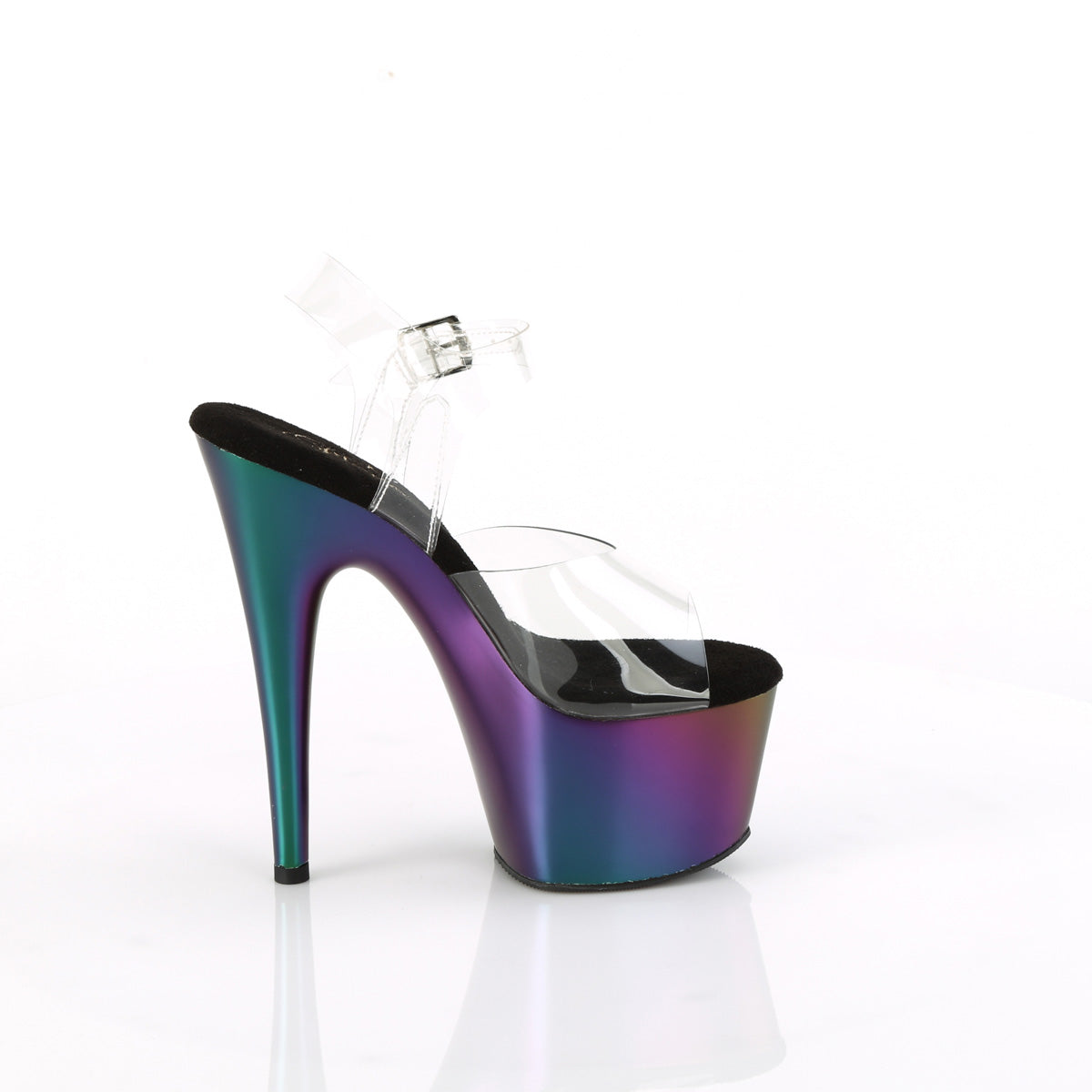 ADORE-708MCH Pleaser Clear/Purple-Green Matte Chrome Platform Shoes [Exotic Dance Shoes]