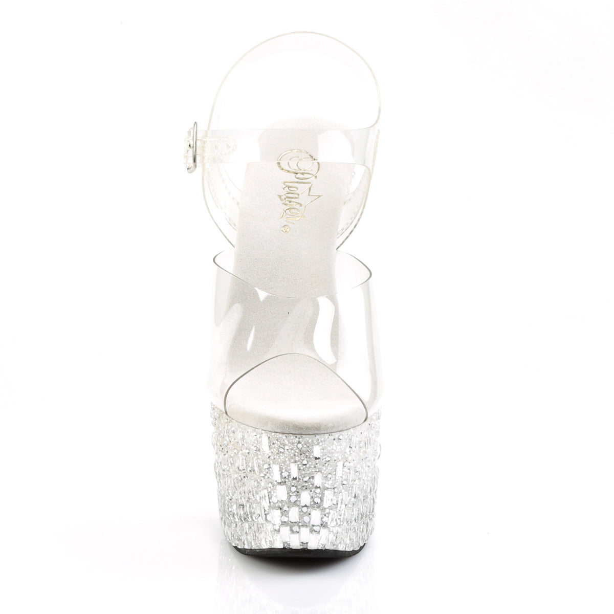 ADORE-708MR-5 Pleaser Clear/White-Silver Platform Shoes [Exotic Dance Shoes]