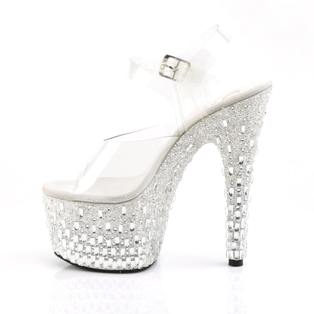 ADORE-708MR-5 Pleaser Clear/White-Silver Platform Shoes [Exotic Dance Shoes]