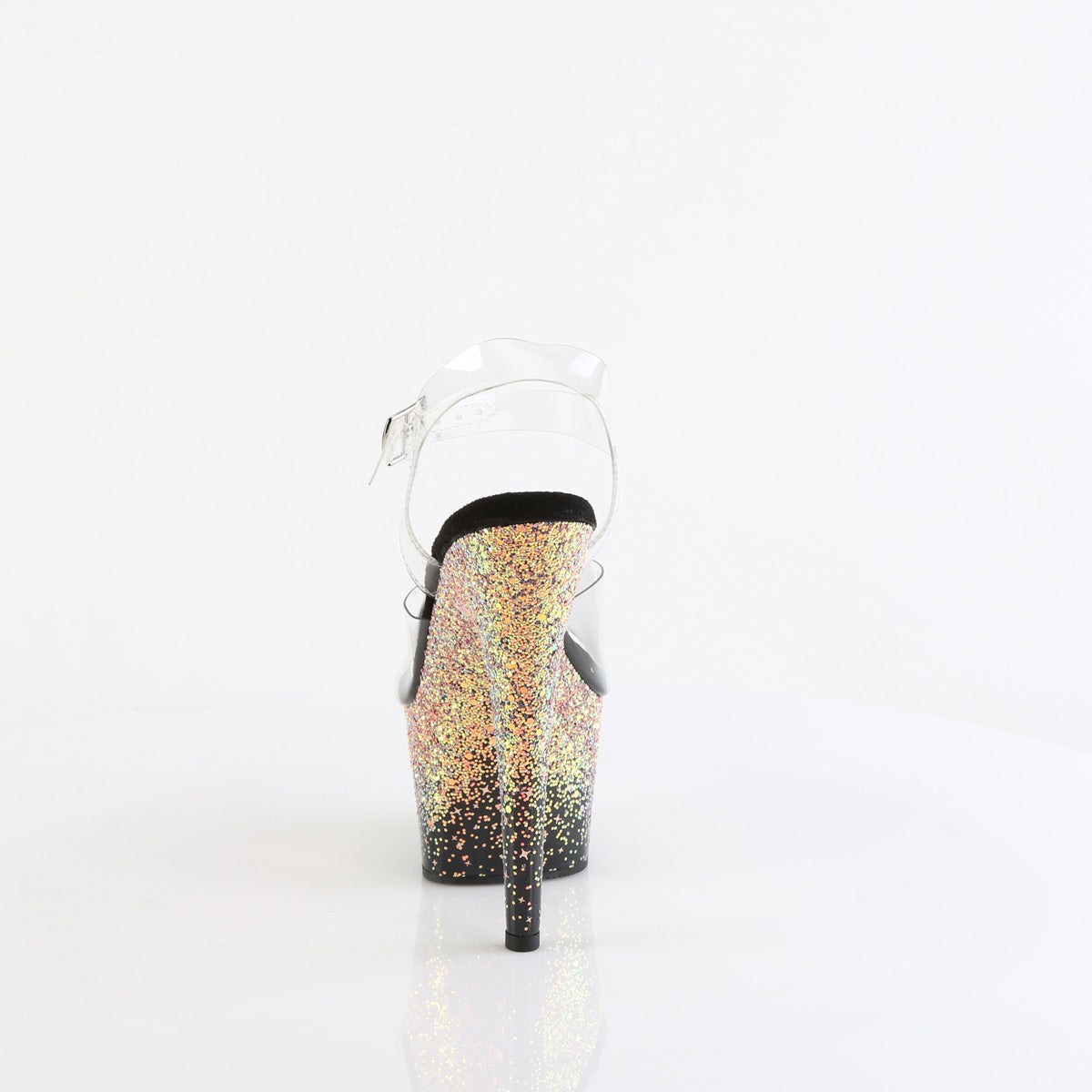 ADORE-708SS Pleaser Clear/Black-Dusty Blush Multi Glitter Platform Shoes [Exotic Dance Shoes]
