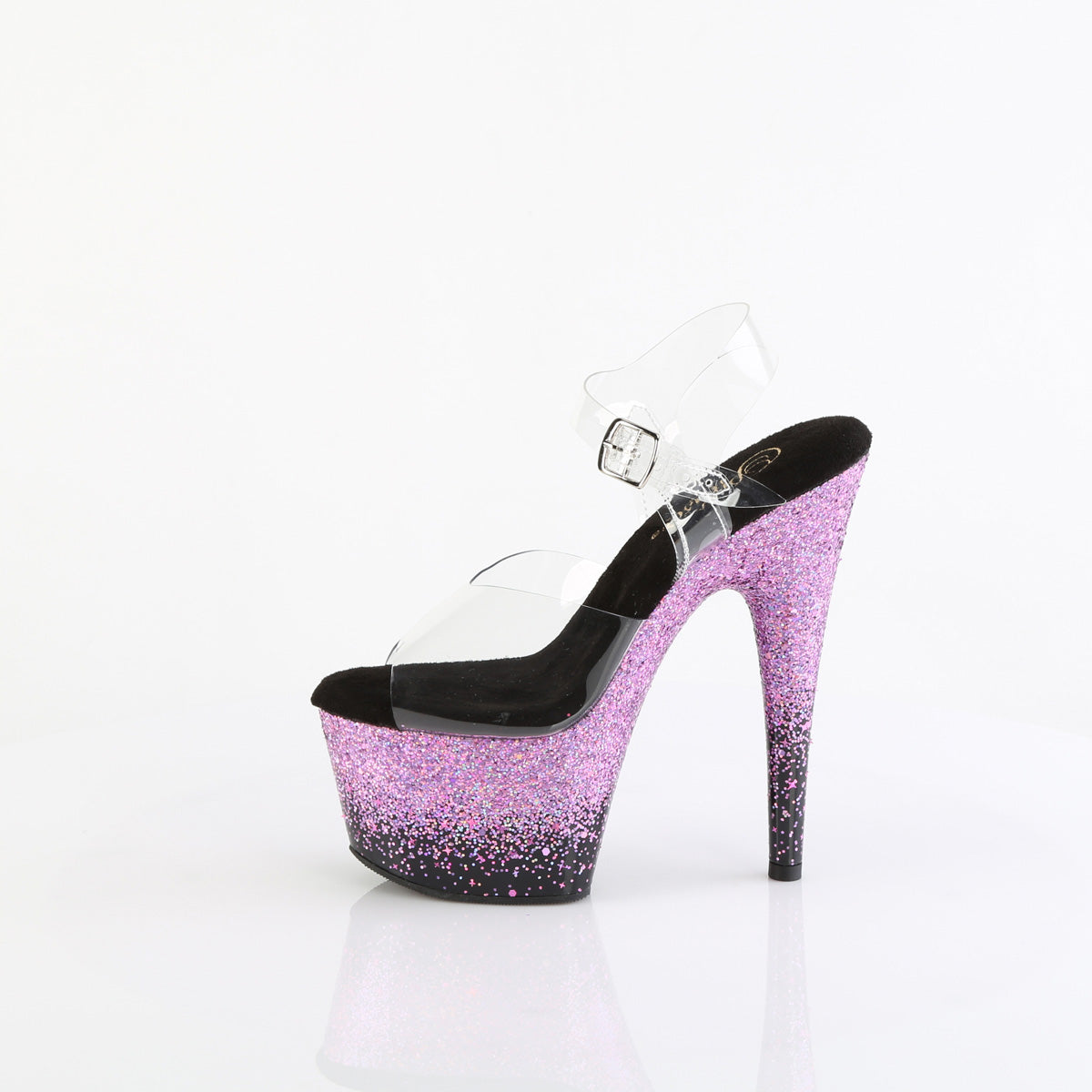 ADORE-708SS Pleaser Clear/Black-Purple Multi Glitter Platform Shoes [Exotic Dance Shoes]