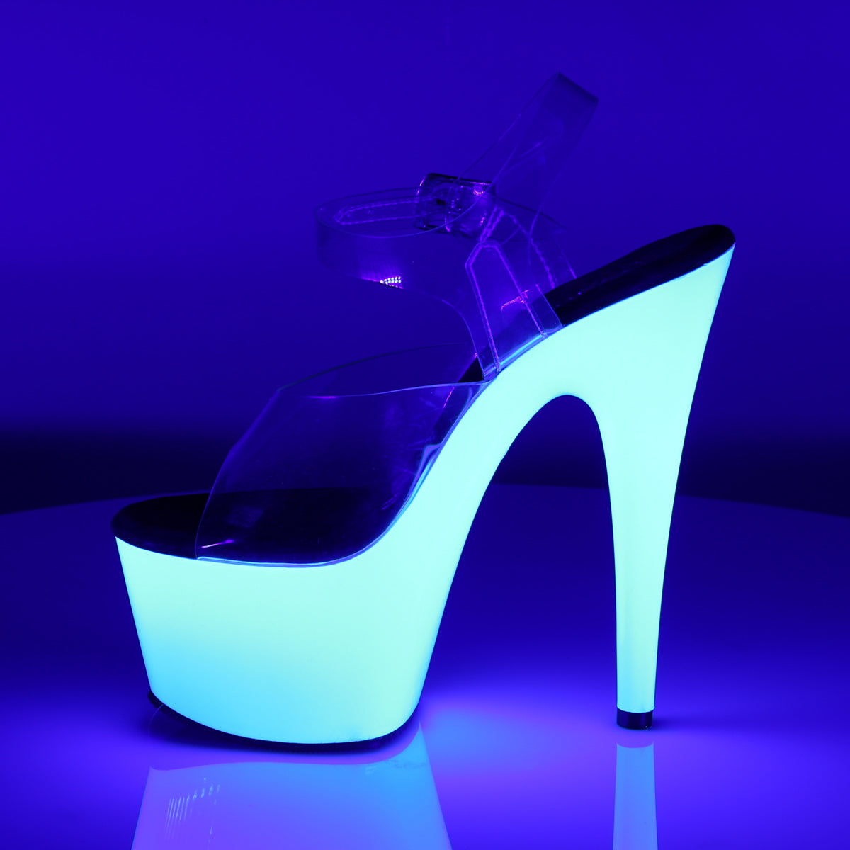 ADORE-708UV Pleaser Clear/Neon White Platform Shoes [Exotic Dance Shoes]